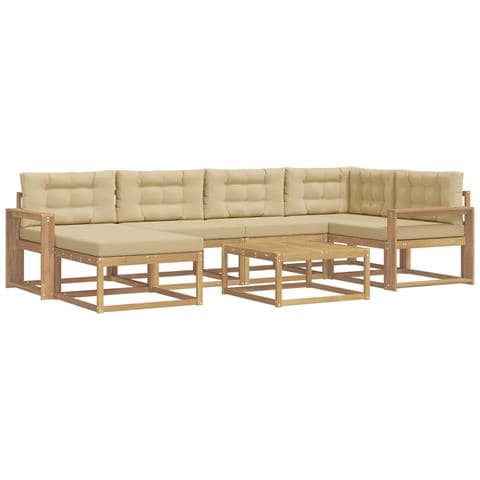 Set di divani da esterno 7 pcs Bianco e Beige - Foto 1