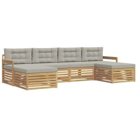Set divani con cuscino 6 pcs Bianco e Grigio Chiaro - Foto 1