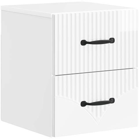 Mobiletto da notte a muro Bianco Lucido 34,5 x 33 x 40 cm - Foto 1