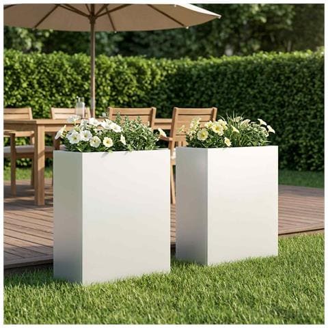 Vaso da giardino 2 pz Bianco 40 x 20 x 50 cm - Foto 2