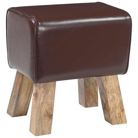 panchina 40 x 30 x 45 cm Pelle Vera Marrone Scuro - Foto 1