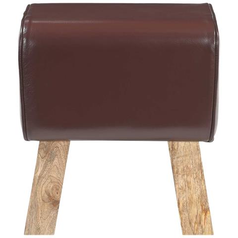panchina 40 x 30 x 45 cm Pelle Vera Marrone Scuro - Foto 2