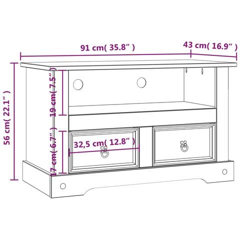 Mobile Porta TV Legno Pino Messicano Corona Range 91x43x56 cm - Foto 2