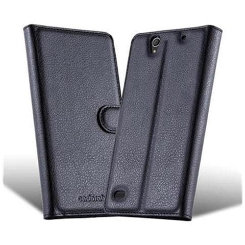 Custodia Compatibile Con Sony Xperia C4 In Nero Carbone - Coperchio Protettiva Con Chiusura Magnetica, Funzione Stand E Tasca Per Le Carte - Foto 13