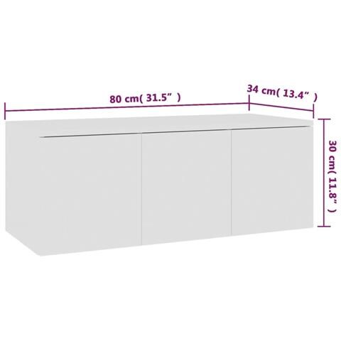 Mobile Porta TV Bianco 80x34x30 cm in Legno Multistrato - Foto 2