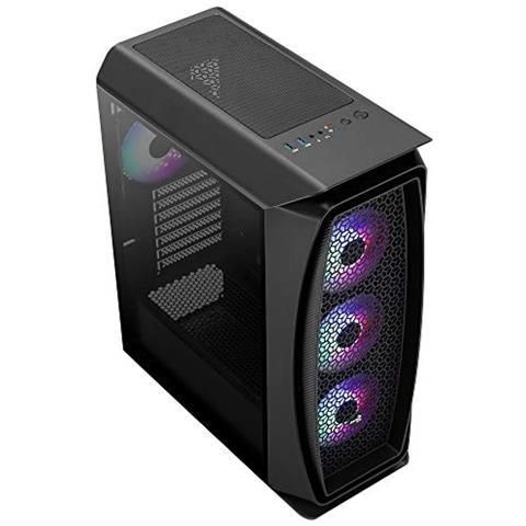 Aeroonefrostbk, Case Pc Atx, 4 Ventole Rgb, Pannello In Vetro, Nero - Foto 3