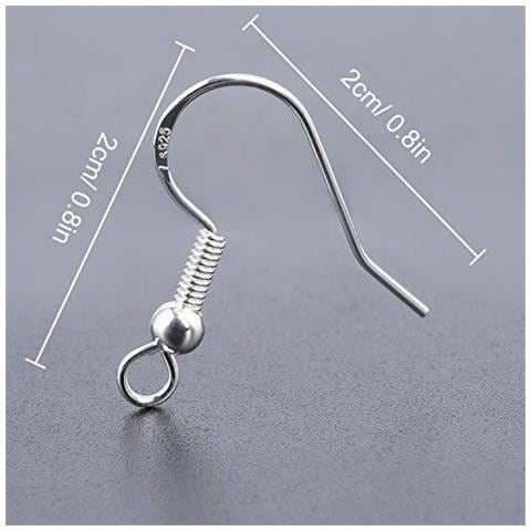 Ganci Orecchino In Argento Sterling 925 Ear Fili Fish Hook Orecchini Con Sfera A Molla Per I Monili Di Diy Personalizza Fare 100 Pz - Foto 2