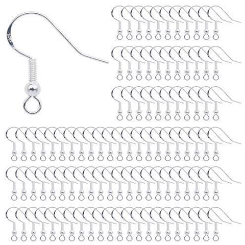 Ganci Orecchino In Argento Sterling 925 Ear Fili Fish Hook Orecchini Con Sfera A Molla Per I Monili Di Diy Personalizza Fare 100 Pz - Foto 1