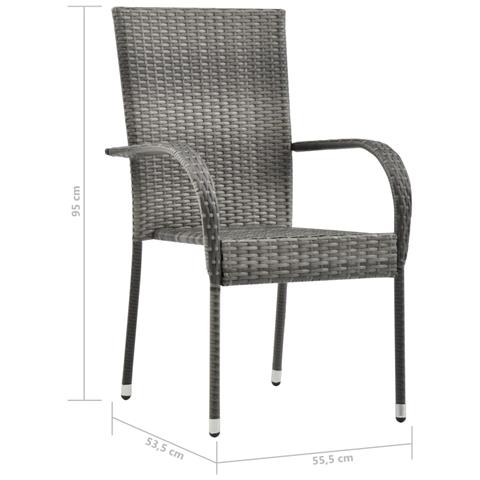 Set Mobili da Pranzo Giardino 5 pz in Polyrattan Grigio - Foto 10
