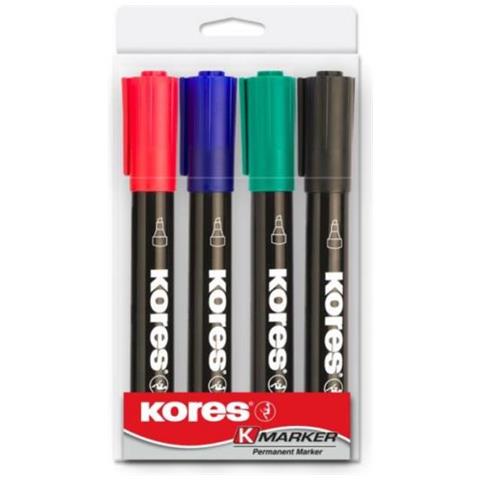 M20945 Marcatore Permanente Punta Smussata Nero, Verde, Rosso 4 Pz - Foto 1