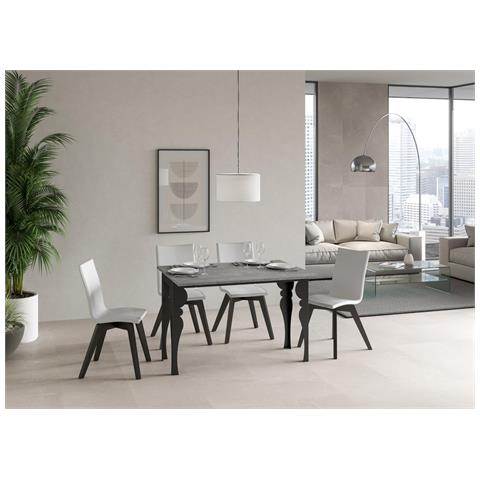 Tavolo Apribile 120/200x45/90 Cm Paxon Double Telaio Antracite - Cemento - Foto 2