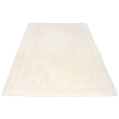 Tappeto Casa Bagno Cucina Cotone Tinta Unita Disegno Annette Colore Panna 120x180 Panna - Foto 1