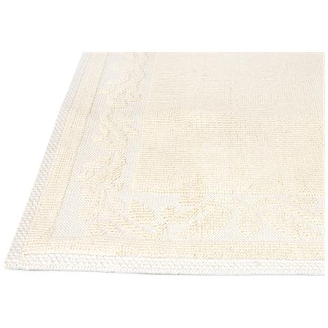 Tappeto Casa Bagno Cucina Cotone Tinta Unita Disegno Annette Colore Panna 120x180 Panna - Foto 2