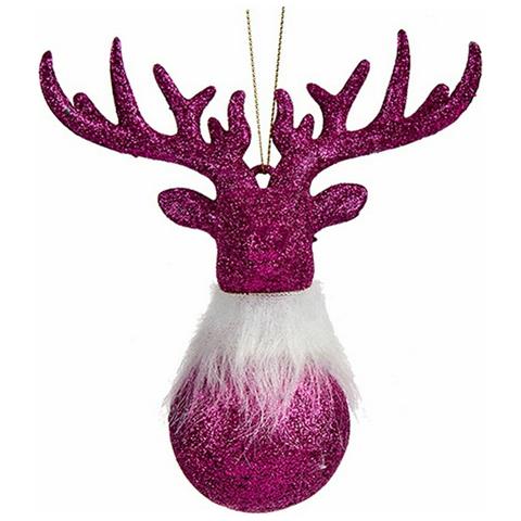Decorazione Natalizia Renna Fucsia Plastica Porporina 13,5 X 15,5 X 7 Cm (24 Unità) - Foto 2