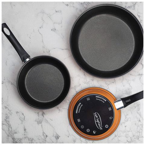 Padella Valencia Bgeu2519 Arancio Acciaio Multicolore Acciaio Smaltato E Con Rifinitura In Vetro 24 X 4,5 Cm - Foto 2