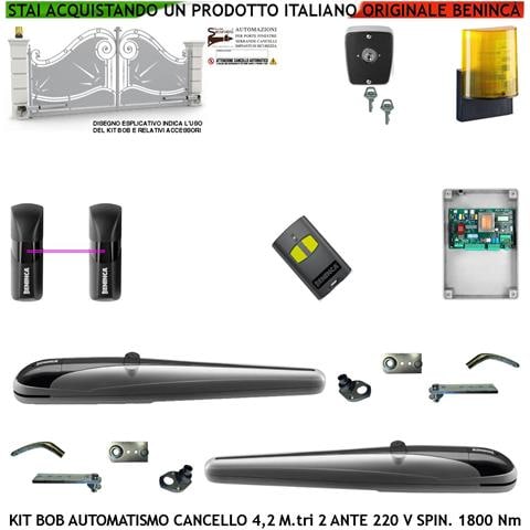 Kit Bob21m Automatismo Cancello 4,2 Metri 2 Ante Motori Vite Rullata 230 V Corsa 325 Mm Spinta 1800 Nm Sblocco A Chiva - Foto 1