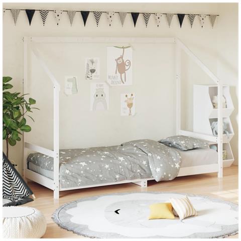 Giroletto Per Bambini Bianco 80x200cm In Legno Massello Di Pino - Foto 1