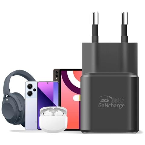Caricabatterie Ultraveloce Gan Usb-c 35w Con Cavo Usb-c Da 1,2 M, Nero - Foto 5