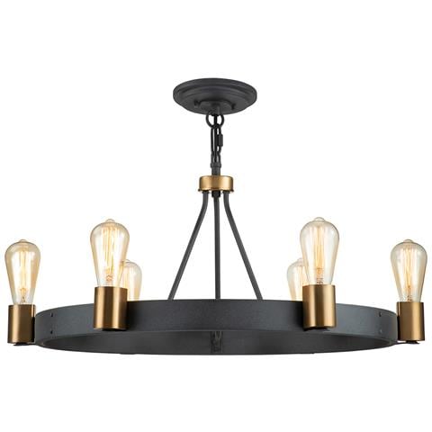Lampadario Industrial Nordico Silas Acciaio Zinco Antico Ottone 6 Luci E27 - Foto 6