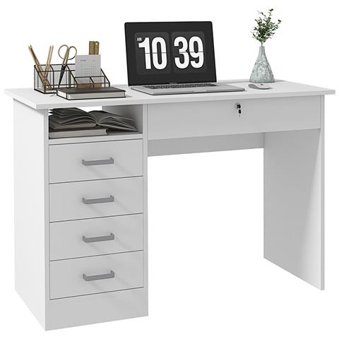 Scrivania PC HOMCOM Con Porta Tastiera - 100x40x86.6 Cm, Bianco, Cassetto In Tessuto, Ideale Per Camera E Ufficio