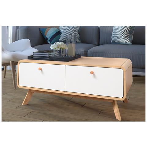 Cassie Credenza Bassa Con 2 Cassetti In Agglomerato Rovere E Bianco - Foto 6
