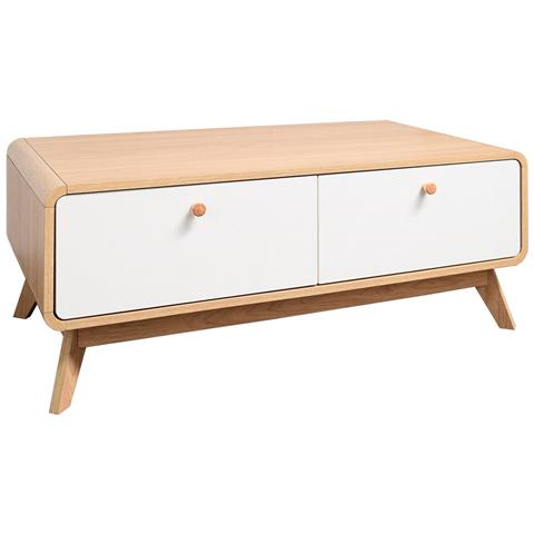 Cassie Credenza Bassa Con 2 Cassetti In Agglomerato Rovere E Bianco - Foto 1