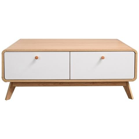 Cassie Credenza Bassa Con 2 Cassetti In Agglomerato Rovere E Bianco - Foto 2