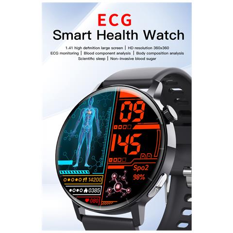 Orologio Intelligente Con Ecg Per La Frequenza Cardiaca, Ossigeno Nel Sangue E Monitoraggio Del Sonno Stainlesssteelwatchband - Foto 2