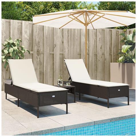 Lettini Prendisole 2 Pz Con Cuscini Marrone In Polyrattan - Foto 1