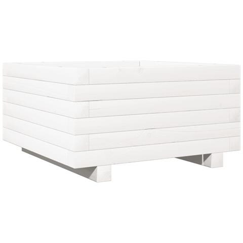 Fioriera Da Giardino Bianca 50x50x26,5cm Legno Massello Di Pino - Foto 2
