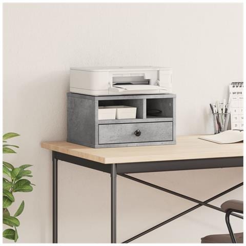 Supporto Stampante Grigio Cemento 40x32x22,5 Legno Multistrato - Foto 3