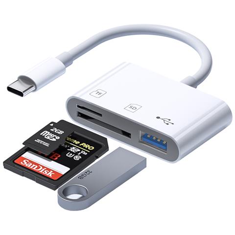 Lettore Di Schede 3 In 1, Usb-c A Sd /tf /usb - Foto 4