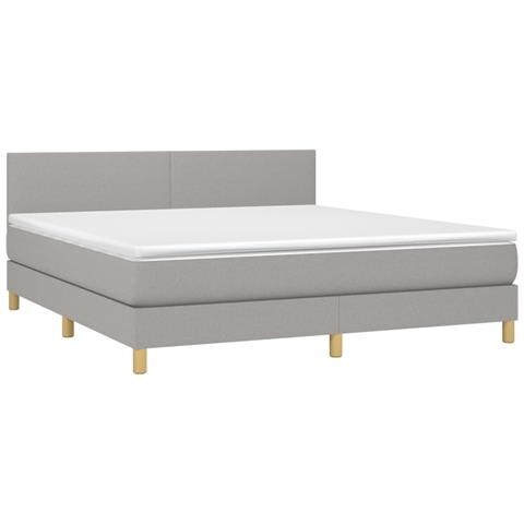 Letto a Molle Materasso e LED Grigio Chiaro 160x200 cm Tessuto - Foto 2