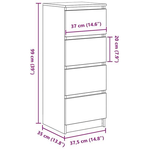 Credenza Bianca 37,5x35x99 cm in Legno Multistrato - Foto 2
