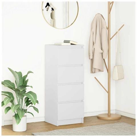 Credenza Bianca 37,5x35x99 cm in Legno Multistrato - Foto 1