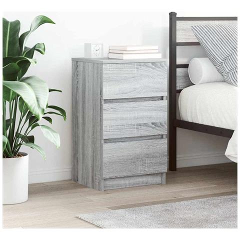 Comodino con 3 Cassetti Grigio Sonoma 39x35x65 cm - Foto 1