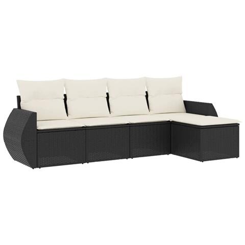 Set Divani Da Giardino 5 Pz Con Cuscini In Polyrattan Nero - Foto 2