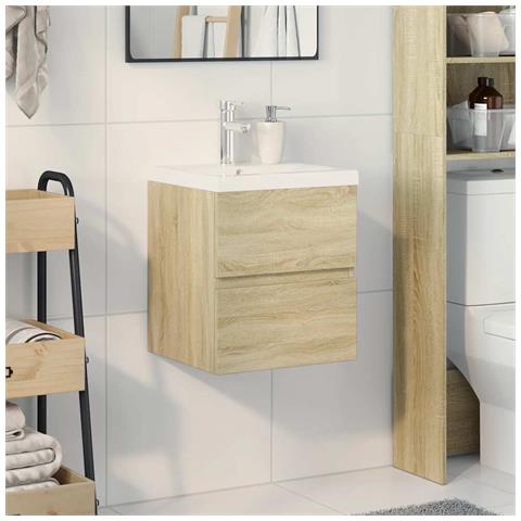 Set Mobili Da Bagno 2 Pz Rovere Sonoma In Legno Multistrato - Foto 3