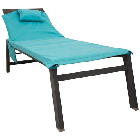 Lettino Mare Microfibra Lettino Con Cuscino E Tasche Modello Fluo Lettino Turchese - Foto 1