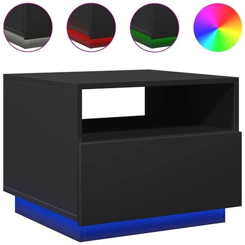 Lusso Casadino -  Tavolino Da Soggiorno Con Luci Led Nero 50x49x40 Cm - Foto 1