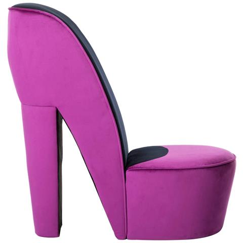 Poltrona A Forma Di Scarpa Con Tacco Alto In Velluto Viola - Foto 1