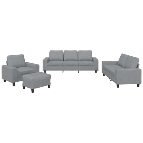 Set di Divani 4 pz Grigio Chiaro in Tessuto - Foto 1