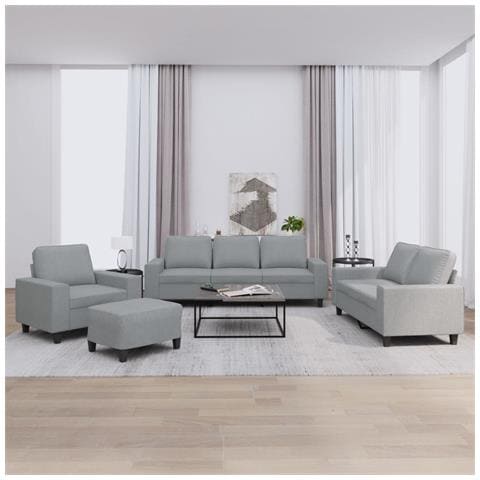 Set di Divani 4 pz Grigio Chiaro in Tessuto - Foto 2