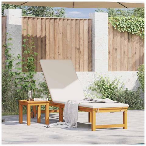 Lettino prendisole in legno massiccio di acacia con tavolo - Foto 2