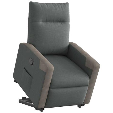 Poltrona Alzapersona Reclinabile Grigio Scuro in Tessuto - Foto 2