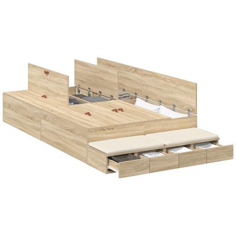 Struttura letto con contenitore Rovere Sonoma 120x200 cm - Foto 1