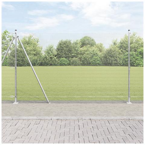 Recinzione in Rete Saldato con 13 Pali Flangiati 1,6x25 m Acciaio Zincato - Foto 2