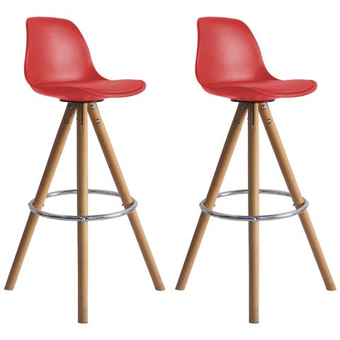 Set Di 2 Sgabelli Scandinavi Rossi Tobias Con Cuscino - Foto 1