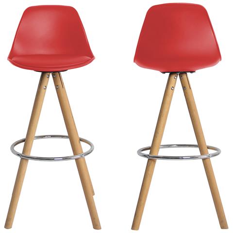 Set Di 2 Sgabelli Scandinavi Rossi Tobias Con Cuscino - Foto 5