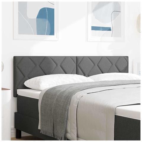 Testiera con luci a strisce a LED Grigio 160 cm Tessuto - Foto 2